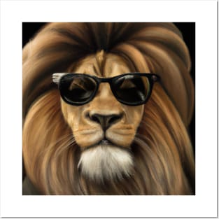 Cool Sunglasses Wearing Lion with Mane Posters and Art